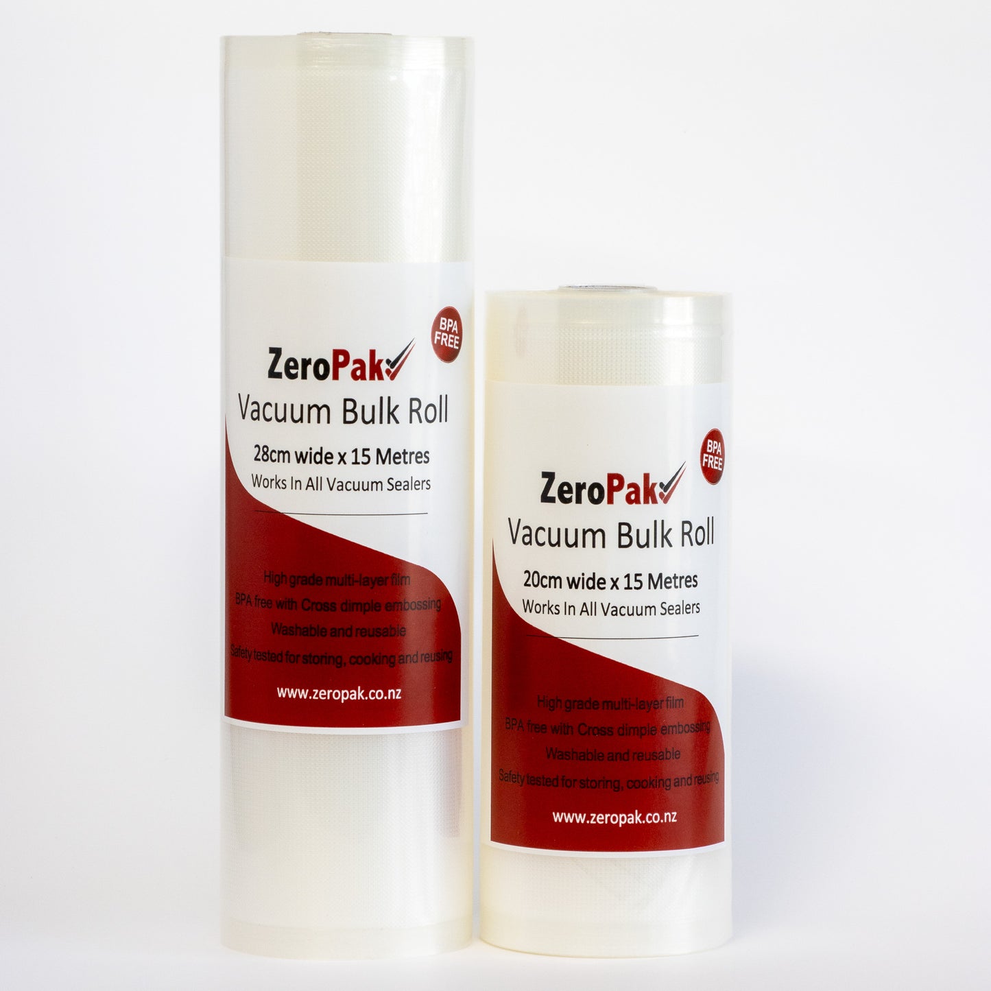 20cm & 28cm x 15m Vacuum Sealer BULK ROLLS (1x Of Each)