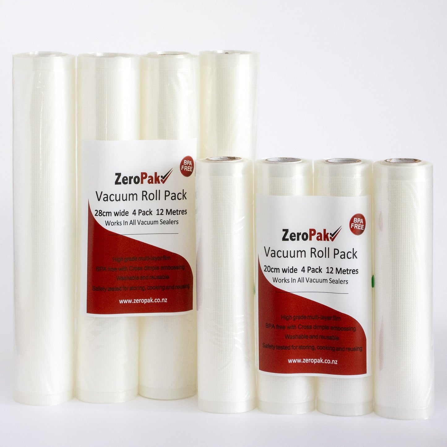20cm & 28cm x 12m Vacuum Sealer Rolls (1x Pack Of Each)