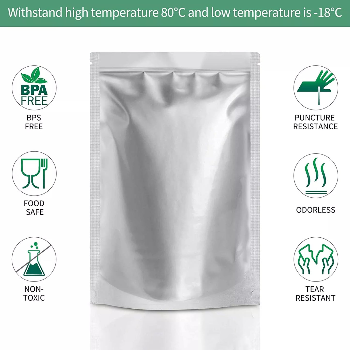Stand Up Mylar Bags: 15cm x 25cm x 5cm - 25 Pack (Zip Lock)