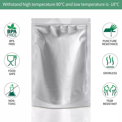 Stand Up Mylar Bags: 15cm x 25cm x 5cm - 25 Pack (Zip Lock)
