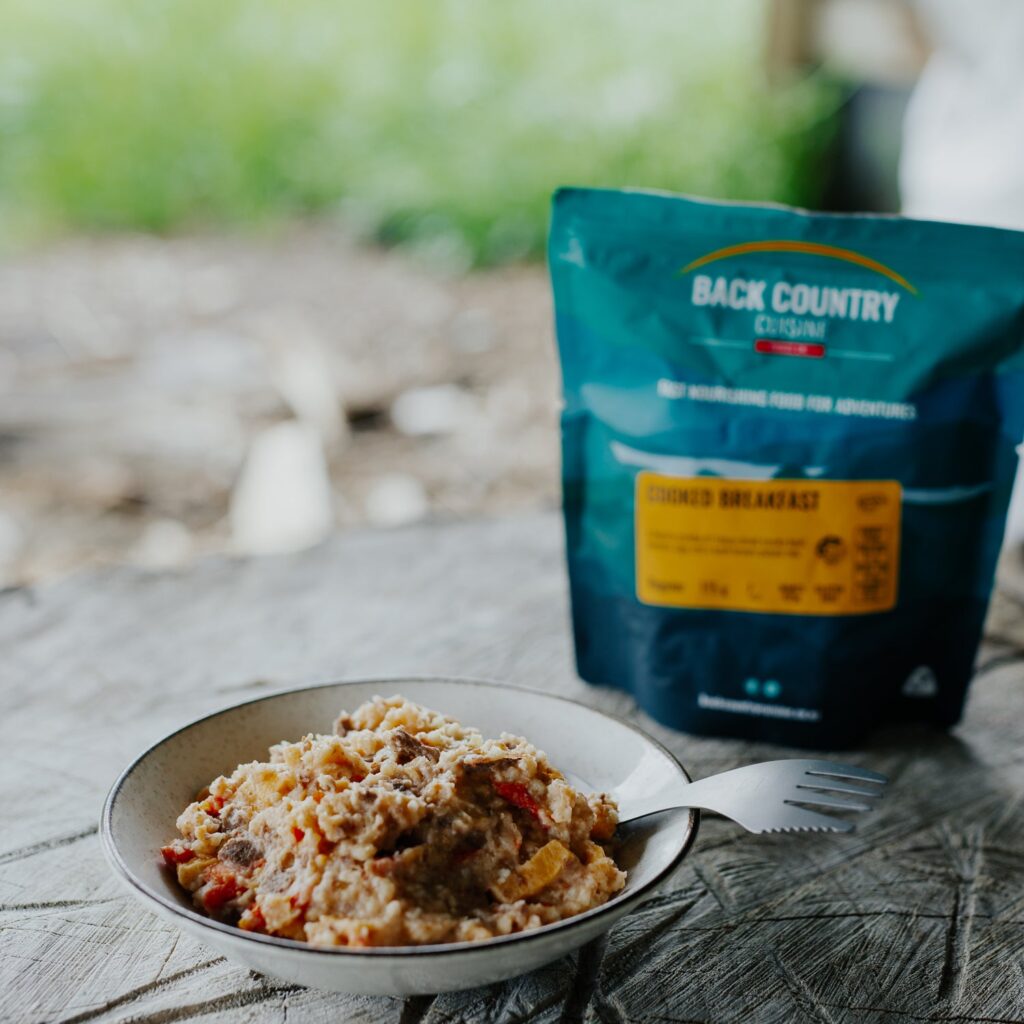 Back Country Cuisine Freeze Dried Cooked Breakfast rehydrated