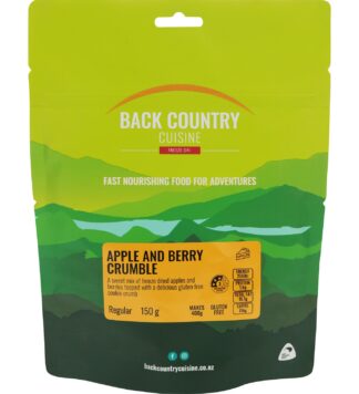 Back country cuisine freeze dried apple and berry crumble 150gm