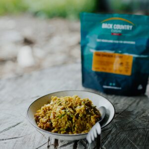Back Country Cuisine Freeze Dried Thai Chicken Curry rehydrated
