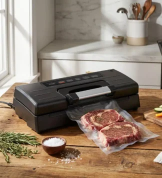 PreserVac K1 VacBuddy vacuum sealer with steak