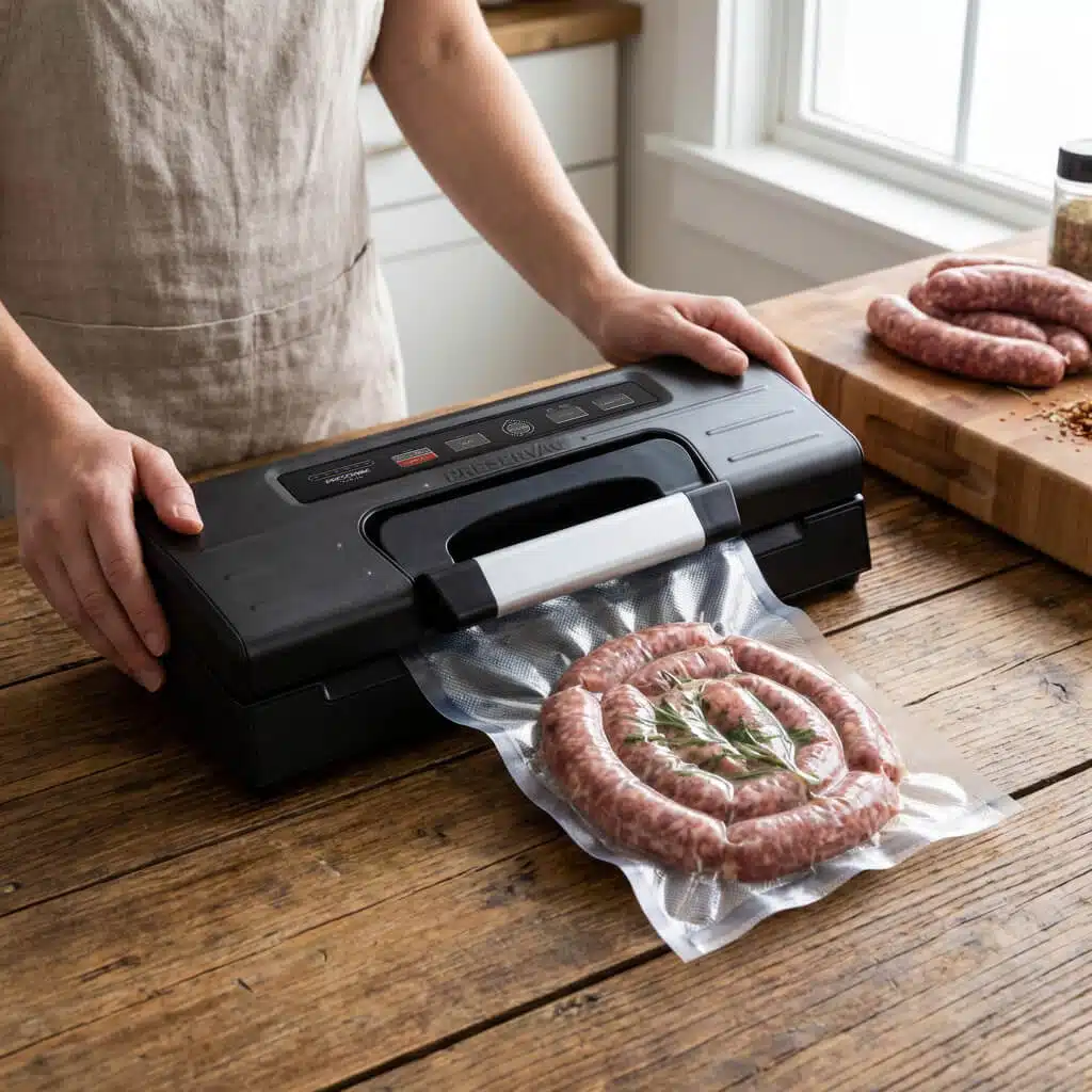 PreserVac K1 VacBuddy with vacuumed sausage