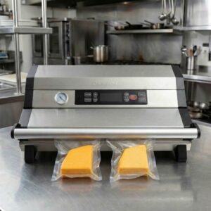 PreserVac VacBloke commercial vacuum sealer with 2 vacuumed bags