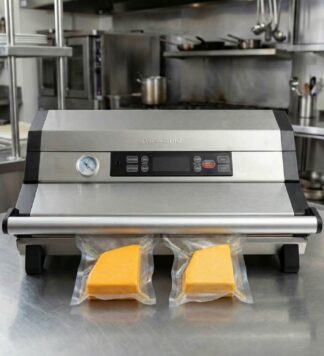 PreserVac VacBloke commercial vacuum sealer with 2 vacuumed bags