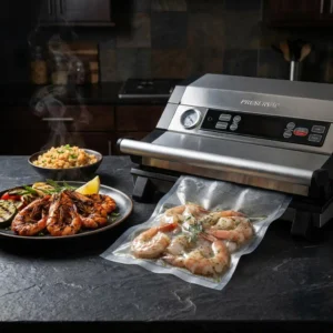 Preservac VacBro with vacuumed shrimp